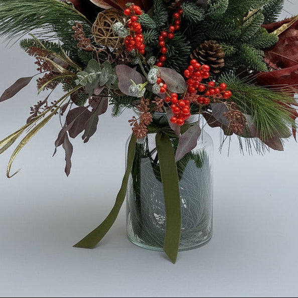 Ramo Elenor de Rojohoja | Ramo navideño Rojo-Verde con Jarrón