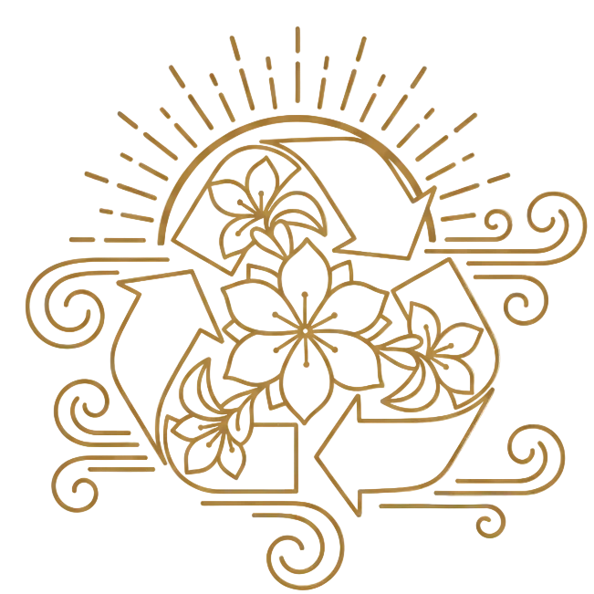 Icono reciclaje flores fondo crema